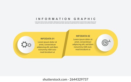 modern infographic template with 2 step process, paper and line design for webdesign and business