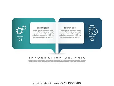 Moderne infographic sjabloon met 2 stappen proces. papier ontwerp en lijn voor business en webdesign