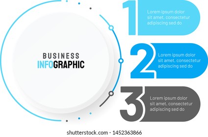 Modern infographic template with 3 number element option, circle process line. Can be used for workflow diagram, annual report, presentation or web design. Vector eps10 illustration.