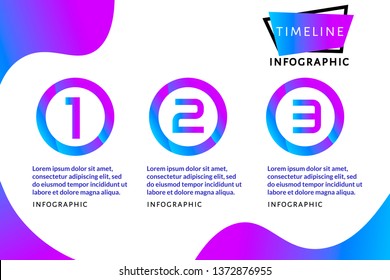 Modern Infographic template with 3 options (steps) and place for text. Timeline and progress concept with arrow for report, workflow, business presentation. Editable vector EPS 10 illustration
