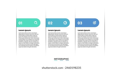 Modern infographic template with 3 options or steps. Infographic element design for business concept, presentation, process diagram, flowchart, website, banner. Vector illustration