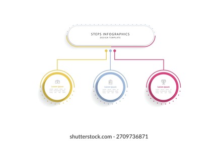 Plantilla infográfica moderna con 3 opciones o pasos.