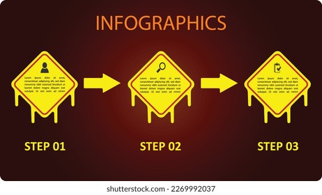 Moderne Infografik-Vorlage in 3-Stufen-Design