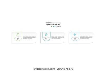 modern infographic template with 3 step process, paper and circle design for business, presentation and web