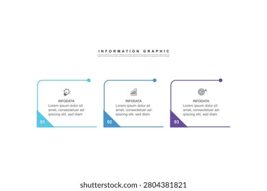 modern infographic template with 3 step process, paper and circle design for business, presentation and web