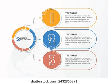 Plantilla de infografía moderna con 3 pasos, proceso u opciones, diagrama de proceso, Utilizado para diagrama de proceso, presentaciones, diseño de flujo de trabajo, diagrama de flujo, infografía. Ilustración del vector eps10.