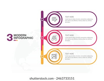 Modern infographic template with 3 steps, process or options, process chart, Used for process diagram, presentations, workflow layout, flow chart, infograph. Vector eps10 illustration.