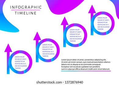 Modern Infographic template with 4 options (steps) and place for text. Growth and progress concept with arrow for report, workflow, business presentation. Editable vector EPS 10 illustration