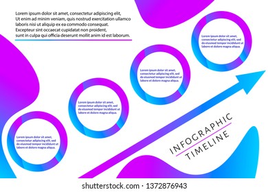 Modern Infographic template with 4 options (steps) and place for text. Growth and progress concept with arrow for report, workflow, business presentation. Editable vector EPS 10 illustration
