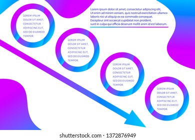 Modern Infographic template with 4 options (steps) and place for text. Decrease and recession concept with arrow for report, workflow, business presentation. Editable vector EPS 10 illustration