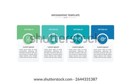 modern infographic template with 4 step process, paper and circle design for business and presentation