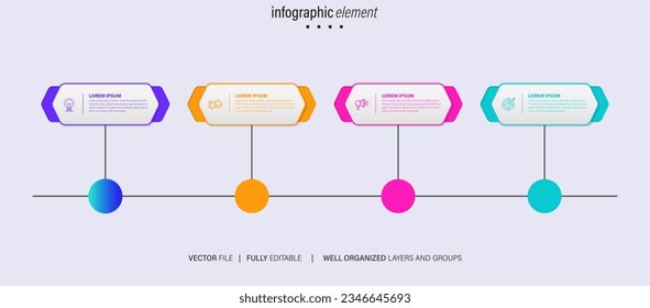 Plantilla infográfica moderna con 4 pasos. Plantilla de círculo de negocios con opciones para folleto, diagrama, flujo de trabajo, línea de tiempo, diseño web. EPS vectorial 10
