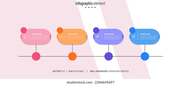 Modern infographic template with 4 steps. Business circle template with options for brochure, diagram, workflow, timeline, web design. Vector EPS 10