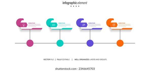 Modern infographic template with 4 steps. Business circle template with options for brochure, diagram, workflow, timeline, web design. Vector EPS 10