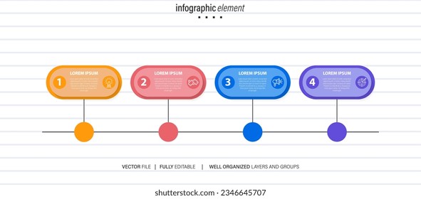 Plantilla infográfica moderna con 4 pasos. Plantilla de círculo de negocios con opciones para folleto, diagrama, flujo de trabajo, línea de tiempo, diseño web. EPS vectorial 10