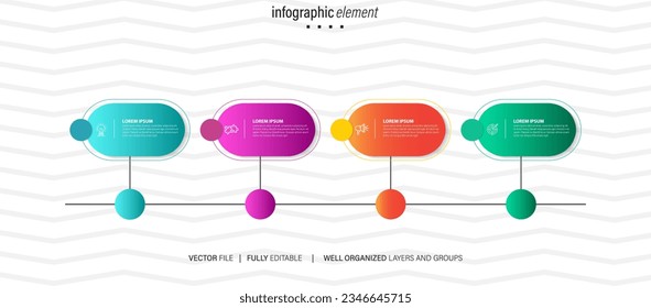 Modern infographic template with 4 steps. Business circle template with options for brochure, diagram, workflow, timeline, web design. Vector EPS 10