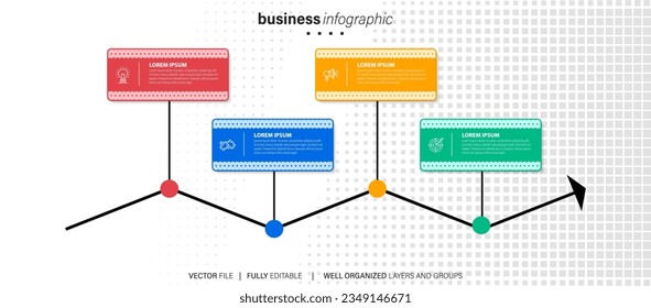 Modern infographic template with 4 steps. Business circle template with options for brochure, diagram, workflow, timeline, web design. Vector EPS 10
