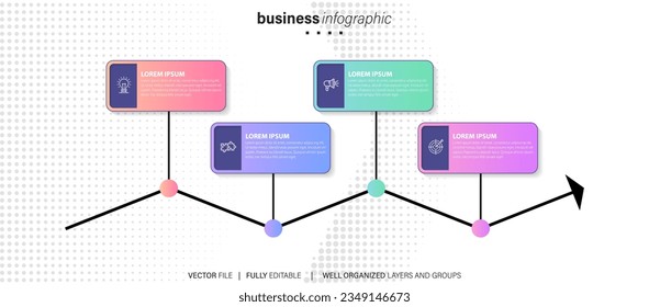 Modern infographic template with 4 steps. Business circle template with options for brochure, diagram, workflow, timeline, web design. Vector EPS 10
