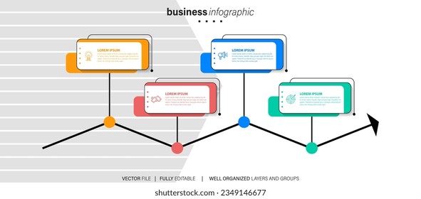 Modern infographic template with 4 steps. Business circle template with options for brochure, diagram, workflow, timeline, web design. Vector EPS 10
