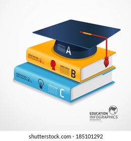 modern infographic Template with book and Graduation cap banner / can be used for infographics / banners / concept vector illustration