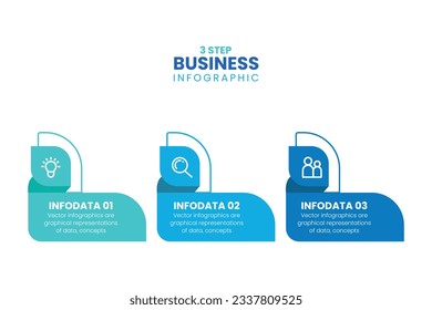 Plantilla infográfica moderna para empresas con 3 pasos, iconos para 3 opciones, etiquetas de varios colores. Elemento info-gráfico vectorial.