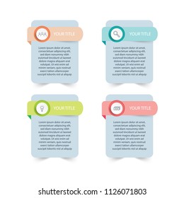 Modern Info-graphic Template for Business with 4 steps, icons for 4 options, multi-color, labels. Vector info-graphic element.
