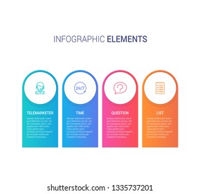 Modern Infographic Template for Business with 4 steps, icons for 4 options, multi-color, labels. Business progress concept with options, parts, steps, processes. EPS10