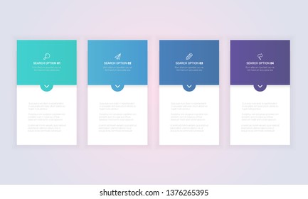 Modern Infographic Template for Business with 4 steps, icons for 4 options, multi-color, labels. Business progress concept with options, parts, steps, processes. EPS10