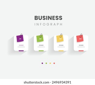 Modern Info-graphic Template for Business with 4 steps, icons for 4 options, multi-color, labels. Vector info-graphic element.