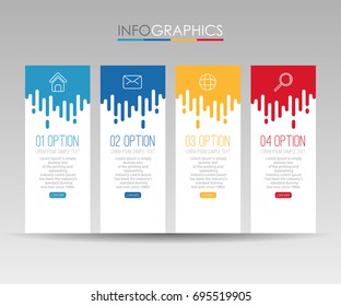 Modern Info-graphic Template for Business with 4 steps, icons for 4 options, multi-color, labels. Vector info-graphic element.