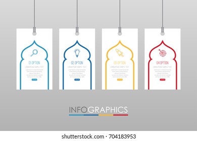Modern Info-graphic Template for Business with 4 steps multi-Color design, labels design, Vector info-graphic element, Flat style vector illustration EPS 10.