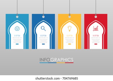 Modern Info-graphic Template for Business with 4 steps multi-Color design, labels design, Vector info-graphic element, Flat style vector illustration EPS 10.