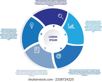 Modern Info-graphic Template for Business with 5 steps, icons for 5 options, multi-color, labels. Vector info-graphic element.