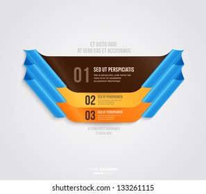 Modern infographic template for business design with ribbons. Can be used for banners, cards, paper designs, website layouts, diagrams and presentations. Vector eps10 illustration.