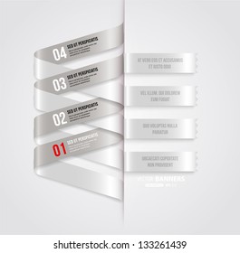 Modern infographic template for business design with ribbons. Can be used for banners, cards, paper designs, website layouts, diagrams and presentations. Vector eps10 illustration.