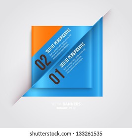 Modern infographic template for business design with ribbons. Can be used for banners, cards, paper designs, website layouts, diagrams and presentations. Vector eps10 illustration.