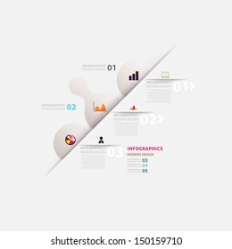 Modern infographic template for business design with ribbons. Can be used for banners, cards, paper designs, website layouts, diagrams and presentations. Vector eps10 illustration.