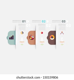 Modern infographic template for business design with ribbons. Can be used for banners, cards, paper designs, website layouts, diagrams and presentations. Vector eps10 illustration.