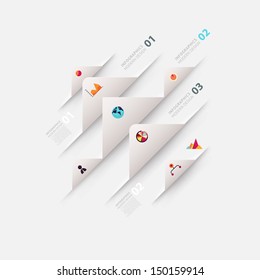 Modern infographic template for business design with ribbons. Can be used for banners, cards, paper designs, website layouts, diagrams and presentations. Vector eps10 illustration.