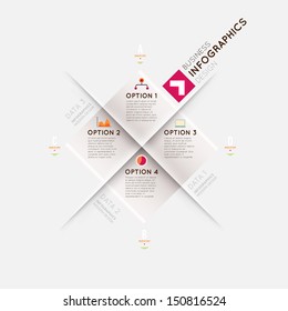 Modern infographic template for business design with ribbons. Can be used for banners, cards, paper designs, website layouts, diagrams and presentations. Vector eps10 illustration.