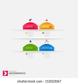 Modern infographic template for business design with ribbons. Can be used for banners, cards, paper designs, website layouts, diagrams and presentations. Vector eps10 illustration.