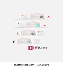 Modern infographic template for business design with ribbons. Can be used for banners, cards, paper designs, website layouts, diagrams and presentations. Vector eps10 illustration.