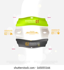 Modern infographic template for business  design with ribbons. Can be used for banners, cards, paper designs, website layouts, diagrams and presentations. Vector eps10 illustration.