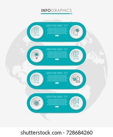 Modern Info-graphic Template for Business diagram with 4 steps design, icons 4 options, Process chart, labels, Green blue color, Creative vector info-graphic element.