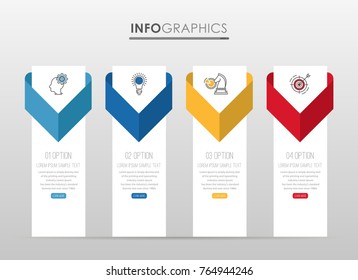 Modern Info-graphic Template for Business diagram with 4 steps design, Multi-Color design, icons 4 options, Process chart, labels, Creative vector info-graphic element.