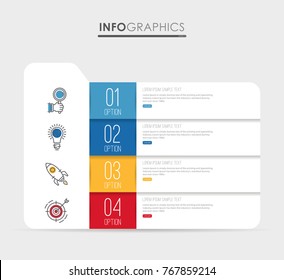 Modern Info-graphic Template for Business diagram with 4 steps design, Multi-Color design, icons 4 options, Process chart, labels, Creative vector info-graphic element.