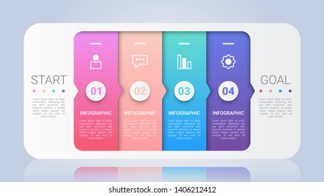 Modern Infographic Template for Business with Four Steps Multicolor Label