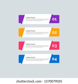 Modern Info-graphic Template for Business with four steps multi-Color design. Set of 4 simple elements for presentation, brochure, chart, report, diagram, timeline. Flat style illustration EPS 10.