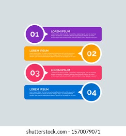 Modern Info-graphic Template for Business with four steps multi-Color design. Set of 4 simple elements for presentation, brochure, chart, report, diagram, timeline. Flat style illustration EPS 10.