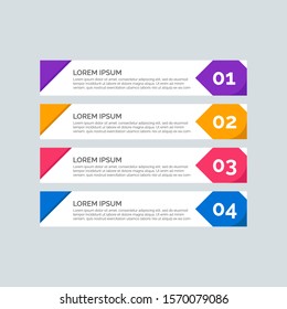 Modern Info-graphic Template for Business with four steps multi-Color design. Set of 4 simple elements for presentation, brochure, chart, report, diagram, timeline. Flat style illustration EPS 10.